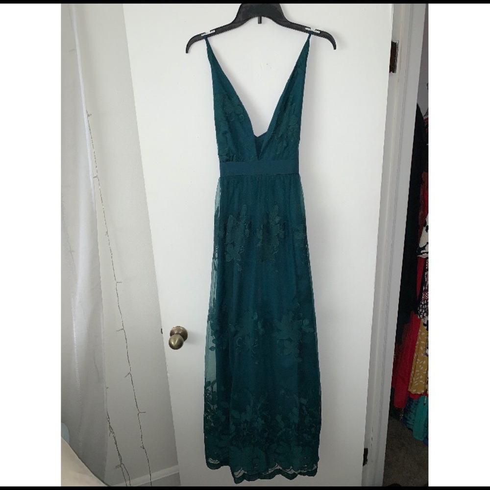 Brand new long emerald green dress with low back